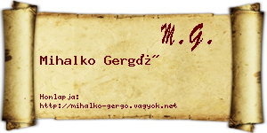Mihalko Gergő névjegykártya